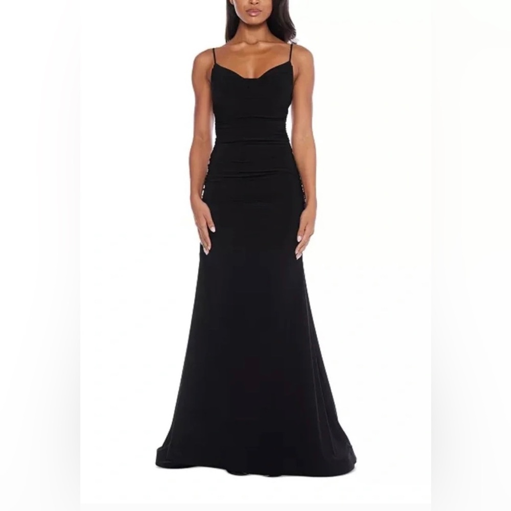 B.Darlin Long Black Ruched Dress